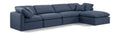 Hesperia 140" Navy Linen Textured Fabric Upholstered 5pc. Modular Sectional - Sec5A