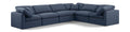 Hesperia 140" Navy Linen Textured Fabric Upholstered 6pc. Modular Sectional - Sec6A