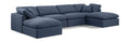 Hesperia 140" Navy Linen Textured Fabric Upholstered 6pc. Modular Sectional - Sec6B