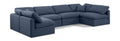Hesperia 140" Navy Linen Textured Fabric Upholstered 6pc. Modular Sectional - Sec6D