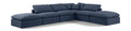 Hesperia 140" Navy Linen Textured Fabric Upholstered 6pc. Modular Sectional - Sec6E