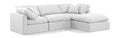 Hesperia 105" White Linen Textured Fabric Upholstered 4pc. Modular Sectional - Sec4A
