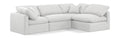 Hesperia 105" White Linen Textured Fabric Upholstered 4pc. Modular Sectional - Sec4B