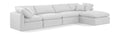 Hesperia 140" White Linen Textured Fabric Upholstered 5pc. Modular Sectional - Sec5A
