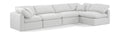 Hesperia 140" White Linen Textured Fabric Upholstered 5pc. Modular Sectional - Sec5D