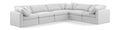 Hesperia 140" White Linen Textured Fabric Upholstered 6pc. Modular Sectional - Sec6A