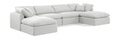 Hesperia 140" White Linen Textured Fabric Upholstered 6pc. Modular Sectional - Sec6B