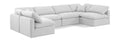 Hesperia 140" White Linen Textured Fabric Upholstered 6pc. Modular Sectional - Sec6D