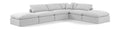 Hesperia 140" White Linen Textured Fabric Upholstered 6pc. Modular Sectional - Sec6E