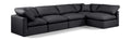 Hesperia 140" Black Vegan Leather Upholstered 5pc. Modular Sectional - Sec5D