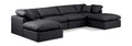 Hesperia 140" Black Vegan Leather Upholstered 6pc. Modular Sectional - Sec6B