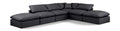 Hesperia 140" Black Vegan Leather Upholstered 6pc. Modular Sectional - Sec6E