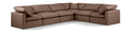 Hesperia 140" Brown Vegan Leather Upholstered 6pc. Modular Sectional - Sec6A