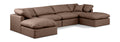 Hesperia 140" Brown Vegan Leather Upholstered 6pc. Modular Sectional - Sec6B
