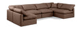 Hesperia 140" Brown Vegan Leather Upholstered 6pc. Modular Sectional - Sec6D