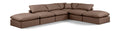 Hesperia 140" Brown Vegan Leather Upholstered 6pc. Modular Sectional - Sec6E