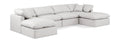 Hesperia 140" Cream Vegan Leather Upholstered 6pc. Modular Sectional - Sec6B