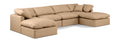 Hesperia 140" Tan Vegan Leather Upholstered 6pc. Modular Sectional - Sec6B