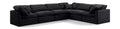 Hesperia 140" Black Velvet Upholstered 6pc. Modular Sectional - Sec6A