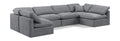 Hesperia 140" Grey Velvet Upholstered 6pc. Modular Sectional - Sec6D