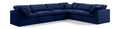 Hesperia 140" Navy Velvet Upholstered 6pc. Modular Sectional - Sec6A