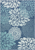 Garden Oasis Navy Tropical Polypropylene Area Rug