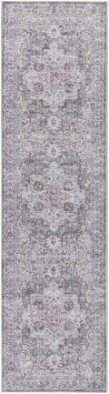 New Concept Washables Ivory Grey Vintage Polyester Area Rug