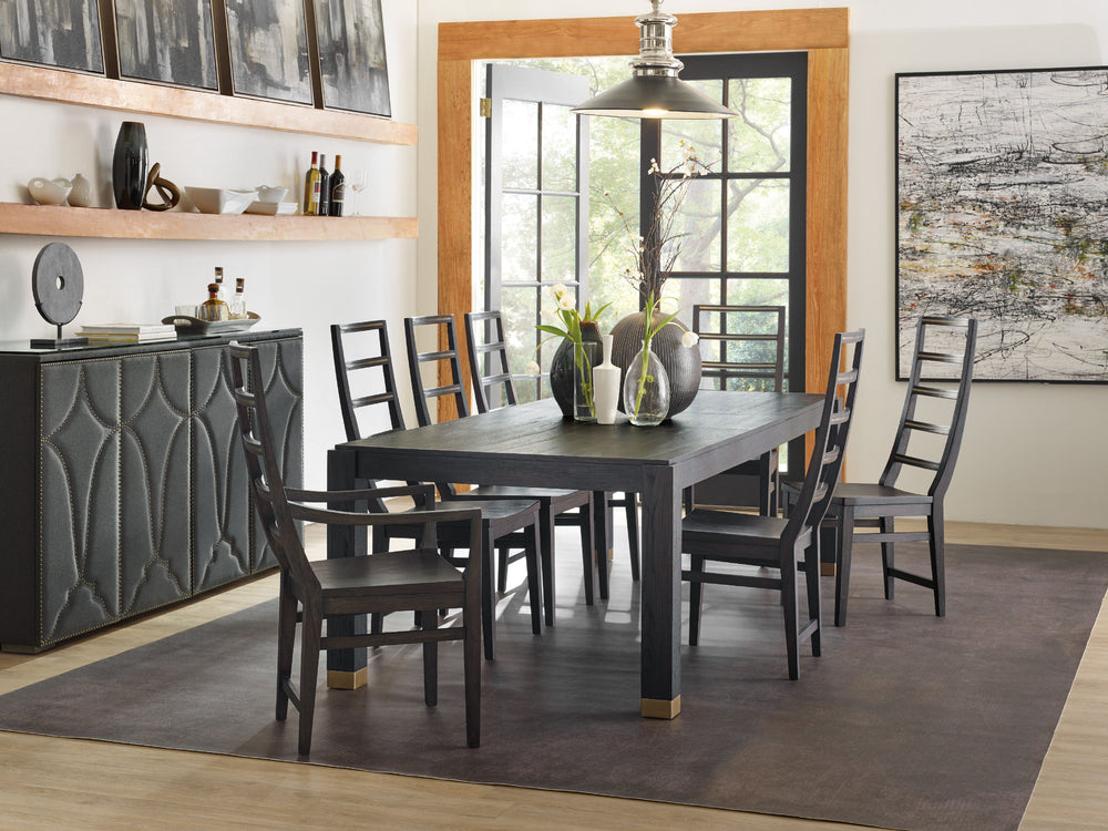 Curata Rectangle Dining Table with Leaves & Brass Feet