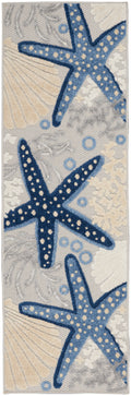 Aloha Blue Grey Coastal, Nautical & Beach Polypropylene Area Rug