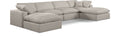 Crispin 158" Beige Linen Textured Fabric Upholstered 6pc. Modular Sectional - Sec6B