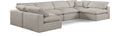 Crispin 158" Beige Linen Textured Fabric Upholstered 6pc. Modular Sectional - Sec6D