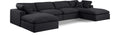 Crispin 158" Black Linen Textured Fabric Upholstered 6pc. Modular Sectional - Sec6B