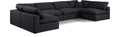 Crispin 158" Black Linen Textured Fabric Upholstered 6pc. Modular Sectional - Sec6D