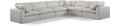 Crispin 158" Cream Linen Textured Fabric Upholstered 6pc. Modular Sectional - Sec6A