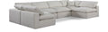 Crispin 158" Cream Linen Textured Fabric Upholstered 6pc. Modular Sectional - Sec6D
