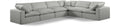 Crispin 158" Grey Linen Textured Fabric Upholstered 6pc. Modular Sectional - Sec6A
