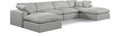 Crispin 158" Grey Linen Textured Fabric Upholstered 6pc. Modular Sectional - Sec6B