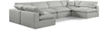Crispin 158" Grey Linen Textured Fabric Upholstered 6pc. Modular Sectional - Sec6D