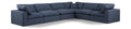 Crispin 158" Navy Linen Textured Fabric Upholstered 6pc. Modular Sectional - Sec6A