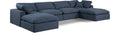 Crispin 158" Navy Linen Textured Fabric Upholstered 6pc. Modular Sectional - Sec6B