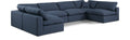 Crispin 158" Navy Linen Textured Fabric Upholstered 6pc. Modular Sectional - Sec6D