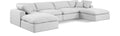 Crispin 158" White Linen Textured Fabric Upholstered 6pc. Modular Sectional - Sec6B