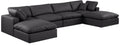 Crispin 158" Black Vegan Leather Upholstered 6pc. Modular Sectional - Sec6B