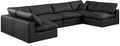 Crispin 158" Black Vegan Leather Upholstered 6pc. Modular Sectional - Sec6D