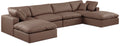 Crispin 158" Brown Vegan Leather Upholstered 6pc. Modular Sectional - Sec6B