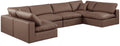 Crispin 158" Brown Vegan Leather Upholstered 6pc. Modular Sectional - Sec6D