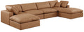 Crispin 158" Cognac Vegan Leather Upholstered 6pc. Modular Sectional - Sec6B