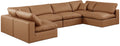Crispin 158" Cognac Vegan Leather Upholstered 6pc. Modular Sectional - Sec6D