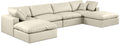 Crispin 158" Cream Vegan Leather Upholstered 6pc. Modular Sectional - Sec6B