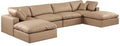 Crispin 158" Tan Vegan Leather Upholstered 6pc. Modular Sectional - Sec6B